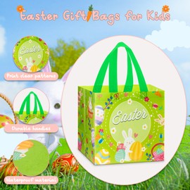 Dalugo Easter Bags Carry Bags, Pack of 6 Reusable Easter Bags for Filling, Non-Woven Gift Bags, Easter Egg Hunt Bags for Gift Wrapping, Egg Hunt, Children, Easter Party Accessories