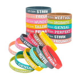 24 Stück Kleine Geschenke Für Kinder, Abschiedsgeschenk Kindergarten,Inspirierende Silikon Armbänder Mit Deutschen Sprüchen,Abschiedsgeschenk Schüler Grundschule,Mutmacher Geschenk Für Und Erwachsene