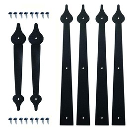 Decorative Garage Hinge 4 Hings and 2 Handles Garage Door Hinges Decorative Garage Door Carriage Hardware Carriage House Accents Decorative Gate Hinge with Mounting Screws, Black