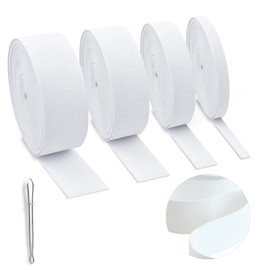 DHAIQC 4 Rolls Elastic for Sewing, White Elastic Band Knit Elastic Spool High Elasticity 0.4/0.6/1/1.5 Inch in Width, 5.5 Yards/Roll for Waistband Pants Dress Swimwear Belt or Crafts DIY (White-4 Rolls)