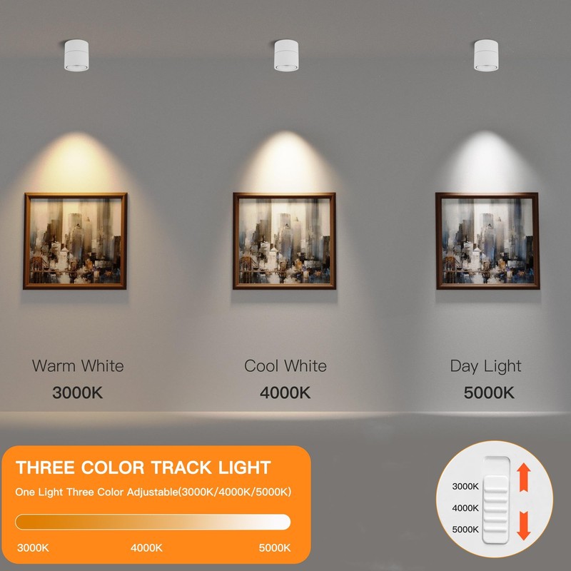 LED Ceiling Spotlight Dimmable12W 3CCT 3000K/4000K/5000K Adjustable spotlight ceiling light