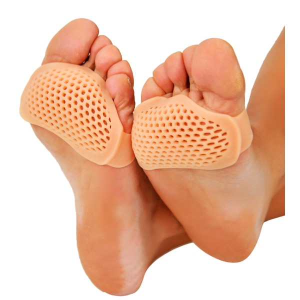 HOME-X Gel Cushion for Ball of Foot, Silica Gel Metatarsal Foot Pads for Pain Relief, 3" L x 2 ¼ " W x ¼ " H, Nude