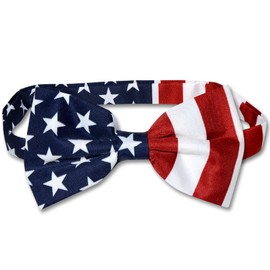 Vesuvio Napoli Men's American Flag Bow Tie Pre Tied USA Patriotic BOWTIE
