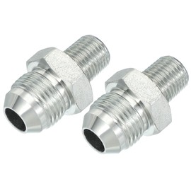 PATIKIL Hex Reducing Nipple Connectors Pipe Adapter 3/4" Male 37° Flare JIC x 1/4" Male NPT, 2 Pack Pipe Fitting Reducer Nipple Adapter Plated Steel Hydraulic Fitting