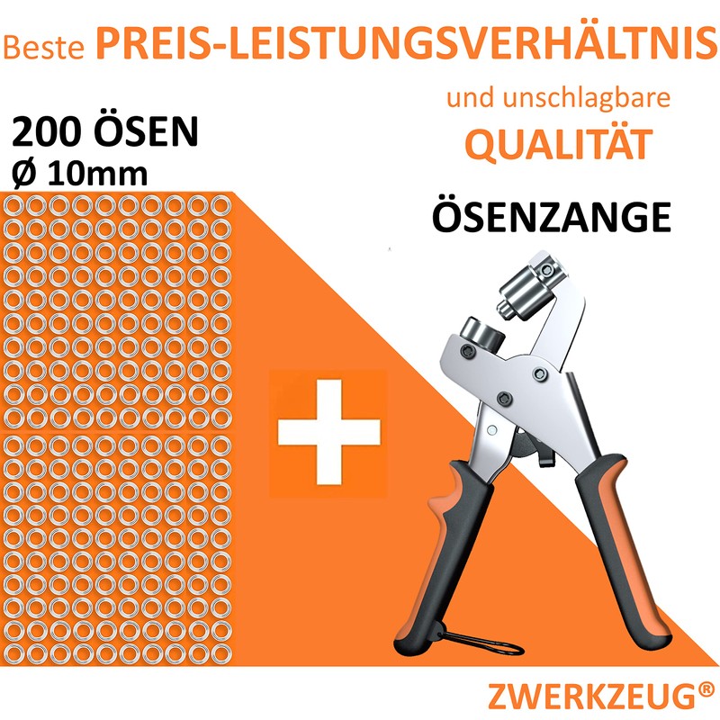ZWERKZEUG® Professional Eyelet Pliers Set with 200 Eyelets Including Eyelet