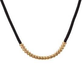 Aleasha Black Necklace, Men's, Women's, Chain, Choker, Wax Cord, Stainless Steel, Cord, Popular, Stylish, Accessory, Gift, No Gemstone