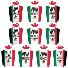 Big Dot of Happiness Viva Mexico - Table Decorations - Mexican Independence Day Party Fold and Flare Centerpieces - 10 Count