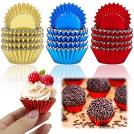 300 PCS Red Cupcake Liners, Small Thick Aluminum Cupcake Paper Liners, Perfect for Professional Bakers, Home Bakers, Hosting Parties or Events, Making Cupcakes, Muffins, Small Cakes