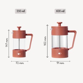 W&M French Press - French Press Klein - French Press Kaffeemaschine - French Press Thermo - Wasserkocher Klein - French Press Edelstahl - Borosilikatglas - Messlöffel + Reiniger - Rosa - 350ml