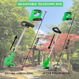 Weed Wacker Cordless Electric Brush Cutter 52 Inch Grass Trimmer Stingless Lightweight Grass Weedeater Battery Powered 8 Blades,2 Batteries, 1 Charger Used for Dense Weeds and Garden Yard Trimming