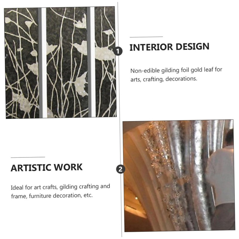 DOITOOL 200Pcs Silver Gilding Foils Imitation Leaves for Art Crafts