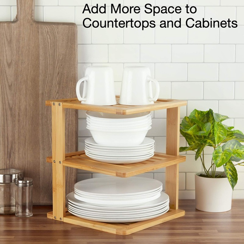 BERYLAND Bamboo Corner Shelf - 3 Tier 10 x 10