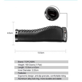 TOPCABIN Bicycles Handlebar Grips, Aluminum Lock-on Ergonomic Bike Grips, Cushion Vibrations Comfort Bike Handlebar Grips, Mountain MTB BMX Bicycles Grips for Scooter (Hand-sewn ATF leather(Black))