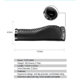 TOPCABIN Bicycles Handlebar Grips, Aluminum Lock-on Ergonomic Bike Grips, Cushion Vibrations Comfort Bike Handlebar Grips, Mountain MTB BMX Bicycles Grips for Scooter (Hand-sewn ATF leather(Black))