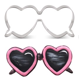 LILIAO Heart Shape Sunglasses Cookie Cutter Summer Beach Fondant Biscuit Cutter - 3.6 x 1.6 inches - Stainless Steel