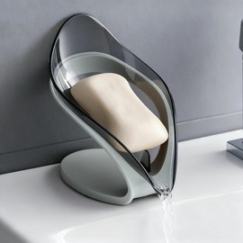 WILAOIYOOU Leaf-Shaped Soap Dish – Premium Soap Bar Holder with Self-Drainage System – Bar Soap Holder for Shower, Bathroom Sink, Kitchen – Waterfall Soap Dish with Stand