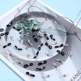 FdcLixuvol Eyeglass Chain Ends, 40 Pcs Adjustable Silicone Eyeglasses Chain Connector Anti Slip Glasses Chains Rubber Loops Eyeglass Strap Retainer for Eye Glasses Sunglasses Holder Necklace Chains