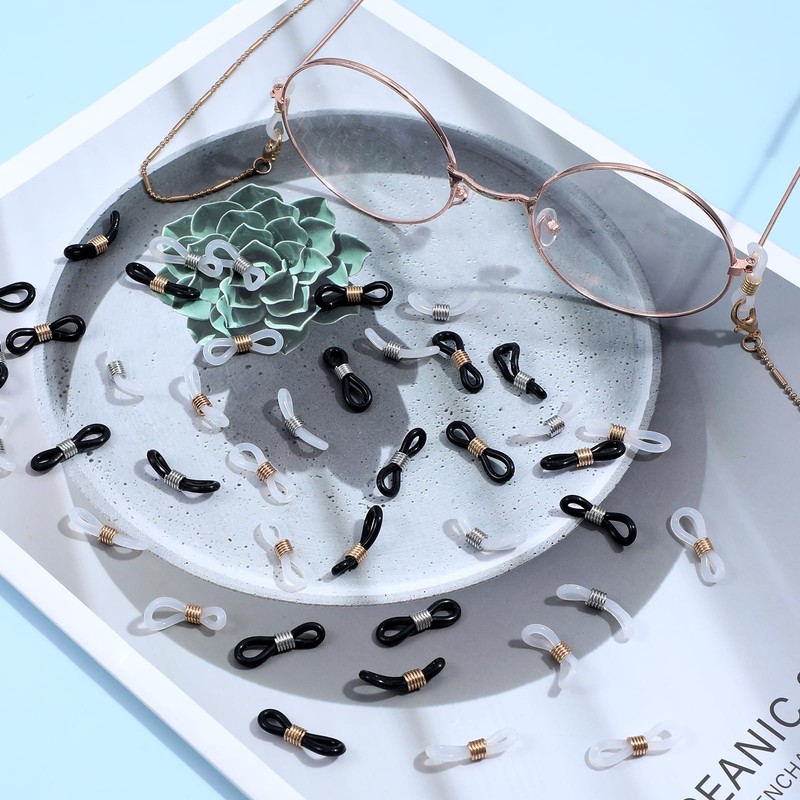 FdcLixuvol Eyeglass Chain Ends, 40 Pcs Adjustable Silicone Eyeglasses Chain