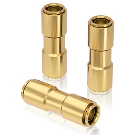 CheeMuii 3/8 Brass DOT Air Line Fitting 3 PCS Straight Union Quick Connect Fittings 3/8 Air Hose DOT Air Fittings for Semi Truck Trailers Industry Air System