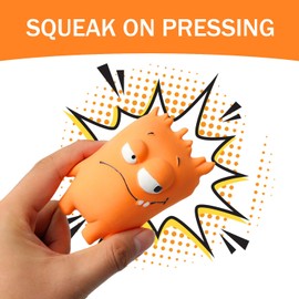 KITTAIL Squeaky Ferret Toys - 3 Pack Monster Teething Chew Toy with Squeaker. Made of Natural Rubber. Ideal for Small Dogs, Rats, Puppy. Perfect Pet Cage Accessory.