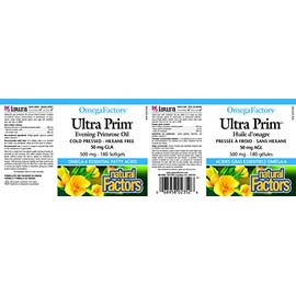 Natural Factors Omega Factors Ultra Prim Evening Primrose Oil 500 mg 180 Softgels