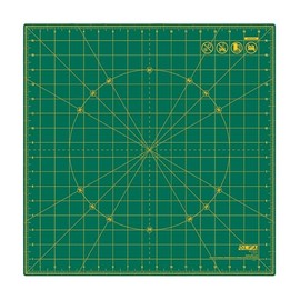 OLFA 17" x 17" Rotating Cutting Mat (RM-17S-01) - Self Healing 17x17 Inch Square Rotary Mat with Grid for Quilting, Sewing, Fabric, & Crafts, Rotates 360 Degrees, Use with Rotary Cutters (Green)