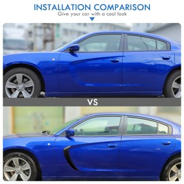 JWWY Front Door Side Fender Scoops Fin Vents for Dodge Charger 2015-2021 Black 2pc