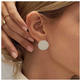 Allereya Vintage Coin Disc Stud Earrings Gold Circle Earrings Round Coin Earrings Minimal Stud Earrings Jewellery for Women and Girls