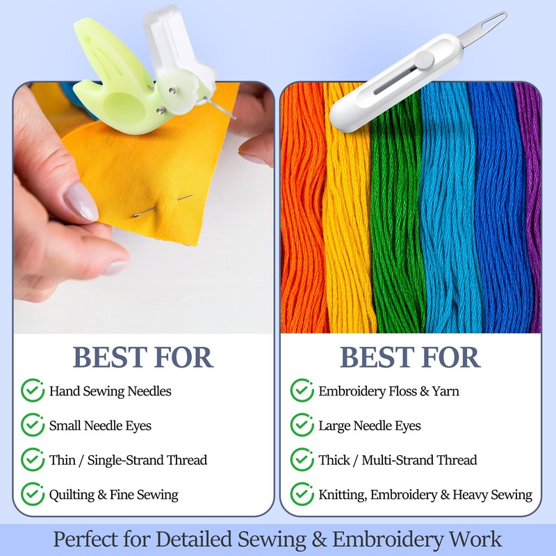 Dreyoo Needle Threader Set for Hand Sewing, 2 Large Automatic