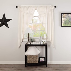 VHC Brands Farmhouse 63"x36"x18" Prairie Panel Pair Creme Rod Window Curtains