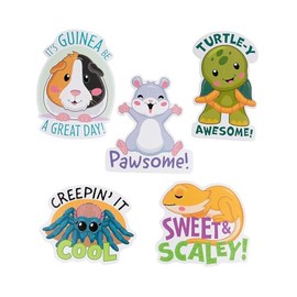 Fun Express 3 1/4" - 4 1/2" Bulk 50 Pieces Classroom Pets Vinyl Reward Sticker Assortment