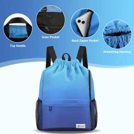 Risefit Waterproof Drawstring Bags String Backpack, Swim Bags PE Gym Bags Sports Backpacks Swimming Bags for Adults, Kids - Men Women Girls Boys