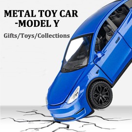 1/32 Scale Diecast Car Model Y, Alloy Diecast Toy Cars Pull Back Toys with Sound and Light, Vehicles Toys for Kids Gift Car Lovers Collection (1/32 Model Y -Blue)