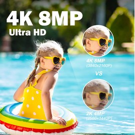 Ctronics 4K 8MP Outdoor Surveillance Camera WiFi with Headlight, 2.4/5GHz Dual Band WiFi PTZ IP Camera Outdoor with People/Pet/Vehicle Detection Automatic Tracking 30 m Colour Night Vision White