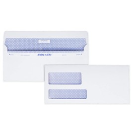 Quality Park #9 Security Envelopes, Double Window, Tamper Evident, Self Seal, Invoices/QuickBooks Statements, 3-7/8" x 8-7/8", 24 lb White, 500/Box (QUA67529)