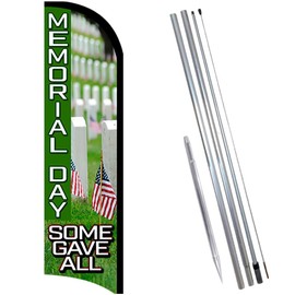 Vista Flags Memorial Day Premium Windless Feather Banner Flag Kit (Flag, Pole, & Ground Mt)