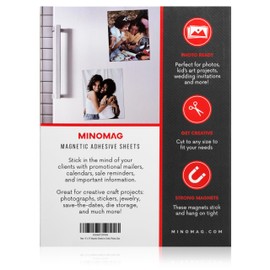 8" x 10" Magnetic Sheets with Adhesive Backing, 10 pcs | Peel and Stick Cut to Size Magnet Sheets for Crafts, Photos, Stamps, Dies