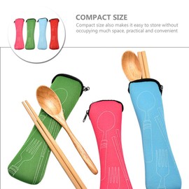 Healvian 4PCS Silverware Bags Cutlery Pouch Utensil Case Travel Tableware Bag Flatware Storage Case Silverware Case