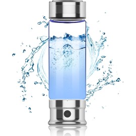 Hydrogen Water Bottle Generator, Portable Rechargeable Aquahealth Hydrogen Water,Hydrogen Water Ionizer Machine for Home Office Travel Use, 1300PPB, 400ML