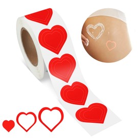AHQiZFX Roll of 500 Pieces Tanning Stickers, 1 inch Red Self Adhesive Body Stickers Suntan Stickers Sunbathing Stickers for Adults Children for Tanning Beds Tanning Salon Supplies (Heart Shape)