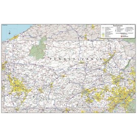 MapSherpa: Pennsylvania State Wall Map - 24 x 36 inch Poster - Front Lamination