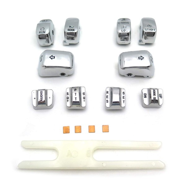 HONGK- Motorcycle Chrome Hand Controls Switch Housing Buttons Caps Cover Compatible with Harley Touring '96-'13 FLHTCU, FLHTK, FLTR and FLTRU and '09-'13 FLHTCUTG models [B01BI85PU2]