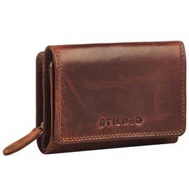 STILORD 'Bloom' Vintage Small Ladies Purse Leather with Coin Purse RFID Protection Mini Clutch Card Holder Wallet Genuine Leather Wallet for Women with Zip - 9 Card Slots, Colour:Kara - Cognac