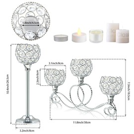 Silver Set of 6 Metal Crystal Tea Light Candle Holder, Elegant Wedding Table Centerpiece Candle Holder, Christmas Wishing Crystal Bowl Candle Holder Suitable for Wedding Party Living Room Decoration