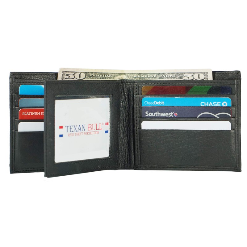 Texan Bull Wallet for Men-Genuine Leather RFID Signal Blocking Bifold
