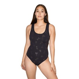 American Apparel Women's Forward Sleeveless Tank Bodysuit, Black Icons Print, Small