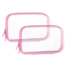 Chanumetal 2 Pack Clear Hard Shell Zipper Case, Clear Zipper Case, Storage Box, Travel Bag Makeup Bag for Cosmetics Office Supplies Small Items Accessories (Small)