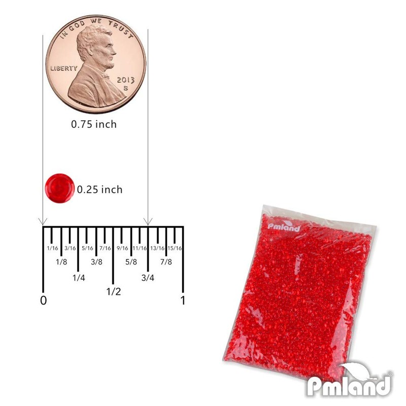 PMLAND Red Acrylic Flat Marbles, Pebbles, Beads 3000+ Pcs 6