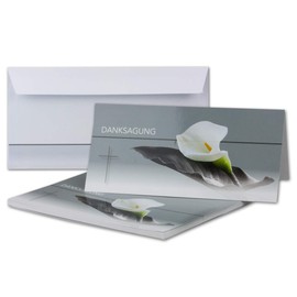 Sympathy Set/Thank You Sympathy Folded Cards with Envelopes DIN Long 21 cm/High Gloss/Series: Calla dl white
