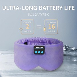 Sleep Mask Bluetooth 5.4 Headphones Soft Wireless Headband Eye Mask Blackout with Microphone (Lilac)